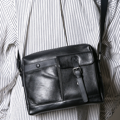 李記 | 原創手工真皮 | 横型通勤バ革製大容量包B899號