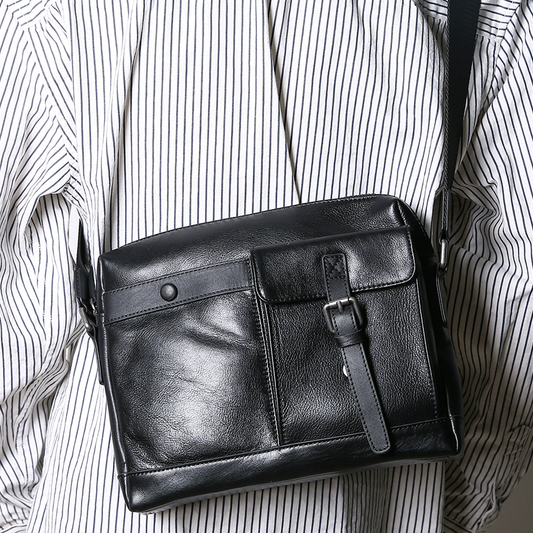 李記 | 原創手工真皮 | 横型通勤バ革製大容量包B899號