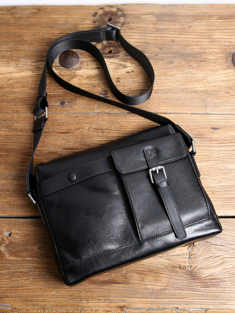 李記 | 原創手工真皮 | 横型通勤バ革製大容量包B899號