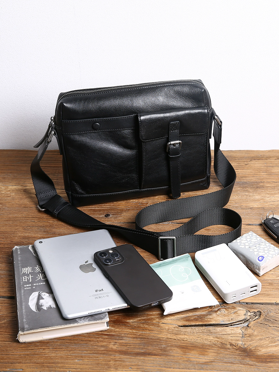 李記 | 原創手工真皮 | 横型通勤バ革製大容量包B899號