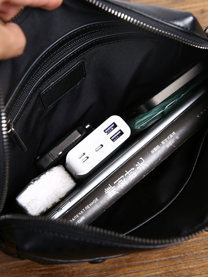 李記 | 原創手工真皮 | 横型通勤バ革製大容量包B899號