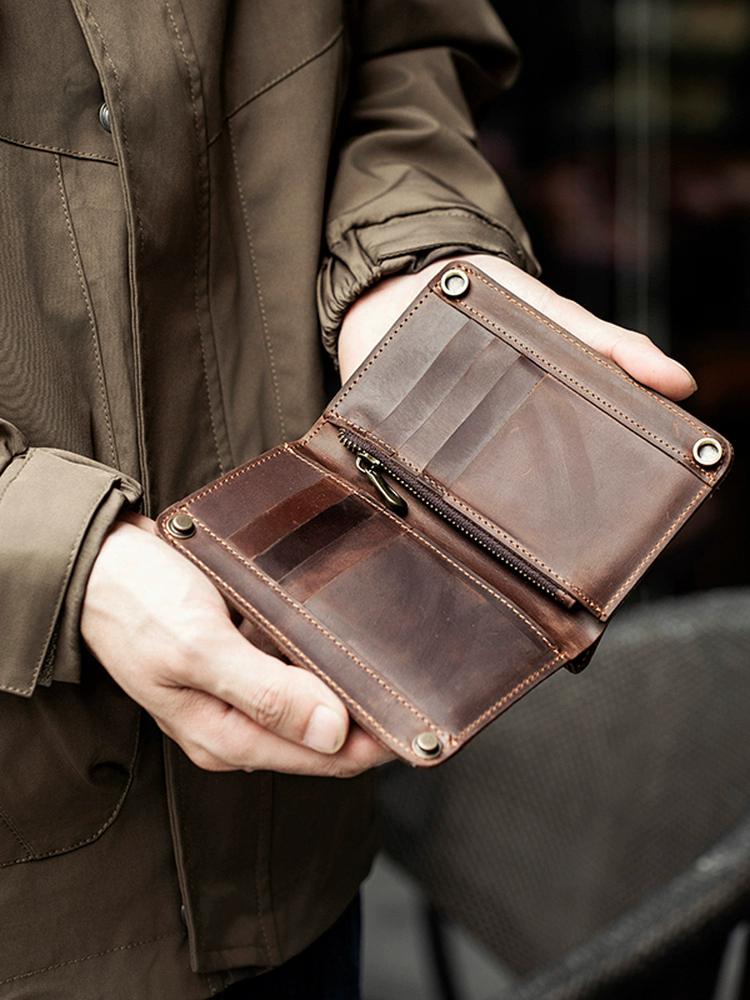 李記 | 原創手工真皮 | ド層牛革の縦型短款錢包bl124號