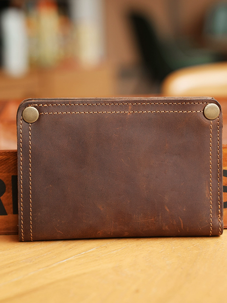 李記 | 原創手工真皮 | ド層牛革の縦型短款錢包bl124號