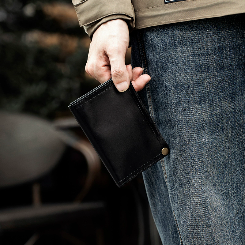 李記 | 原創手工真皮 | ド層牛革の縦型短款錢包bl124號