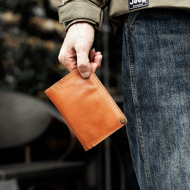 李記 | 原創手工真皮 | ド層牛革の縦型短款錢包bl124號