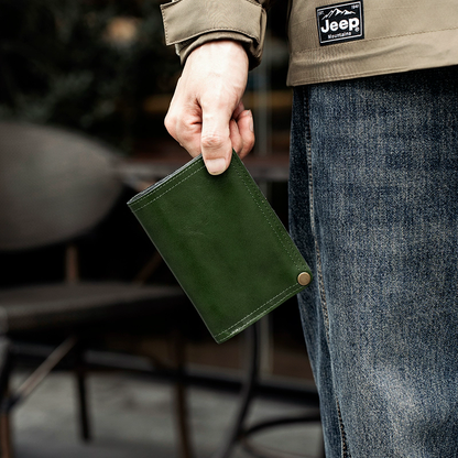 李記 | 原創手工真皮 | ド層牛革の縦型短款錢包bl124號