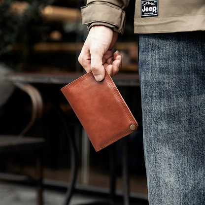 李記 | 原創手工真皮 | ド層牛革の縦型短款錢包bl124號