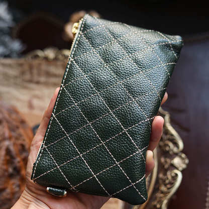 李記 | 原創手工真皮 | 菱格線條高級感爆棚！性價比超群の錢包ck0006號