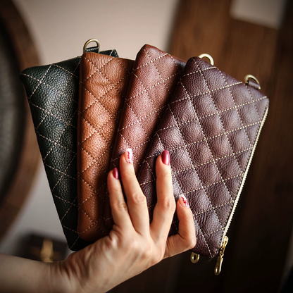 李記 | 原創手工真皮 | 菱格線條高級感爆棚！性價比超群の錢包ck0006號