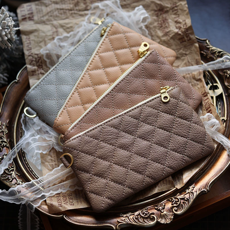 李記 | 原創手工真皮 | 菱格線條高級感爆棚！性價比超群の錢包ck0006號