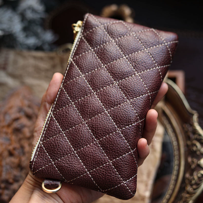 李記 | 原創手工真皮 | 菱格線條高級感爆棚！性價比超群の錢包ck0006號