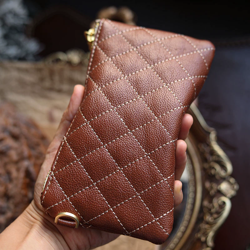 李記 | 原創手工真皮 | 菱格線條高級感爆棚！性價比超群の錢包ck0006號