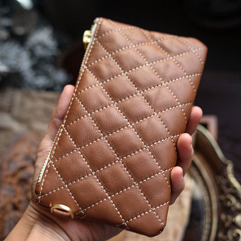 李記 | 原創手工真皮 | 菱格線條高級感爆棚！性價比超群の錢包ck0006號