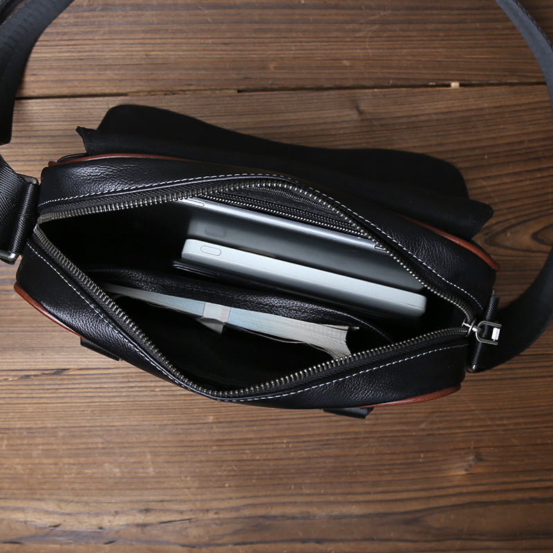 李記 | 原創手工真皮 | 流行拼色バ男士休閒の郵差包D8027號