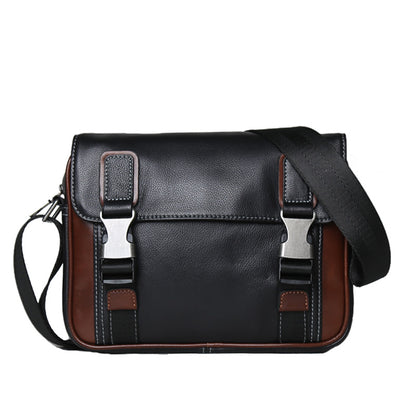 李記 | 原創手工真皮 | 流行拼色バ男士休閒の郵差包D8027號