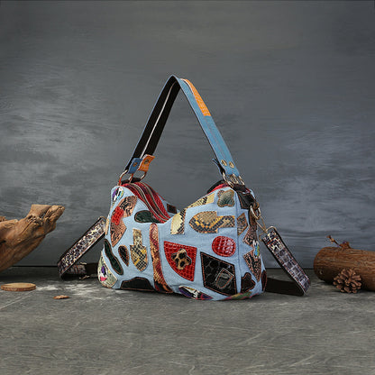 李記 | 原創手工真皮 | 復古個性撞色い不规则拼接包F700號