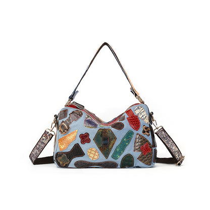 李記 | 原創手工真皮 | 復古個性撞色い不规则拼接包F700號