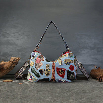 李記 | 原創手工真皮 | 復古個性撞色い不规则拼接包F700號