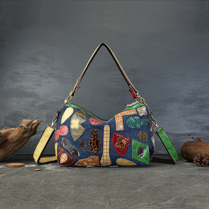 李記 | 原創手工真皮 | 復古個性撞色い不规则拼接包F700號