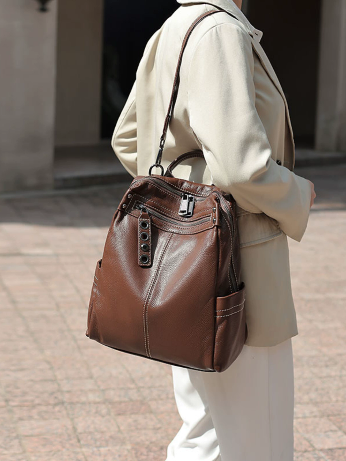 李記 | 原創手工真皮 | 高級感の差旅後背包H214號