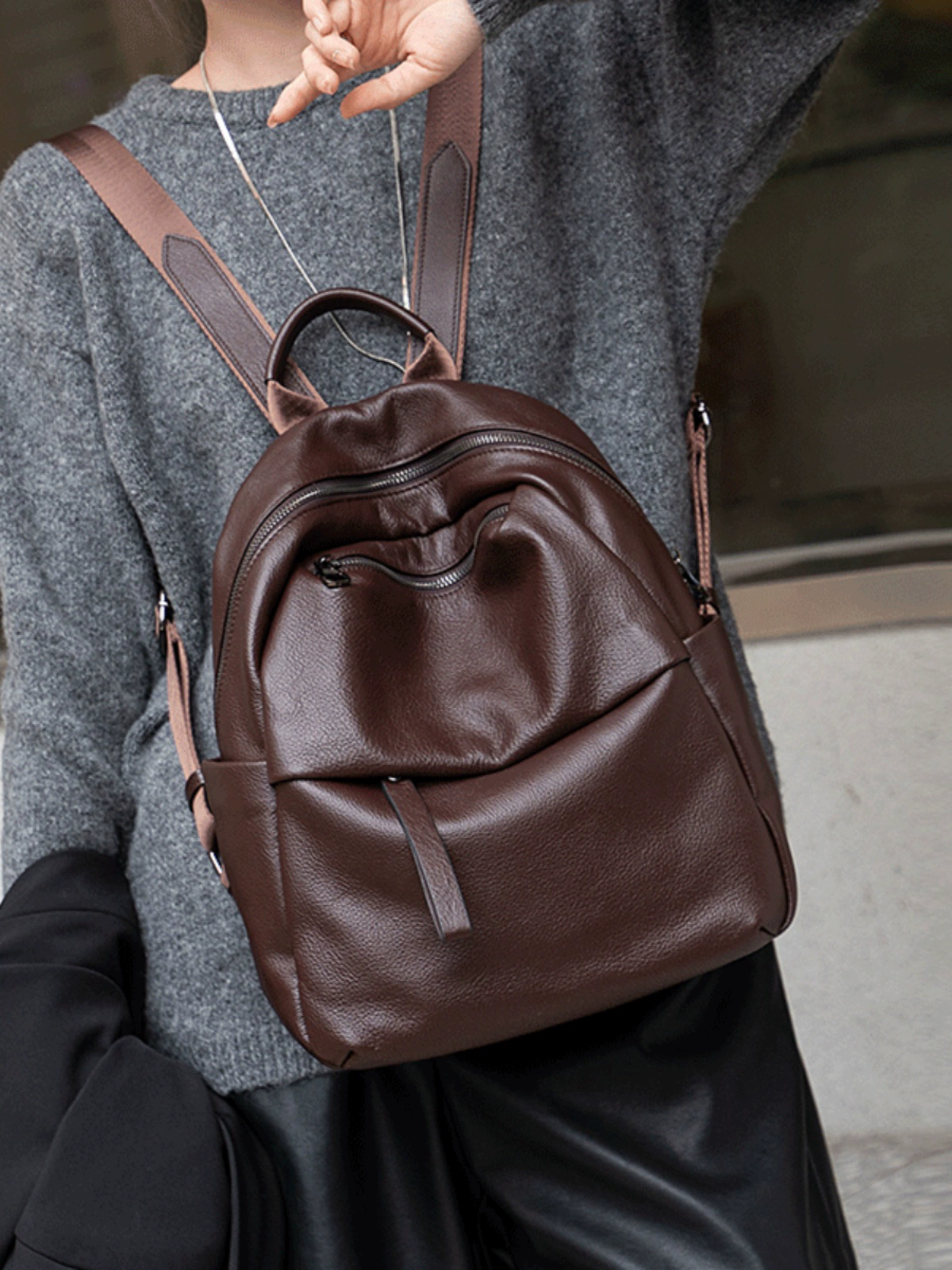 李記 | 原創手工真皮 | 簡約軟皮い後背包H248號