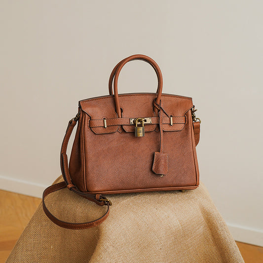 Li Ji | Original handmade genuine leather | Simple first-layer cow leather カジュアル Birkin bag H25