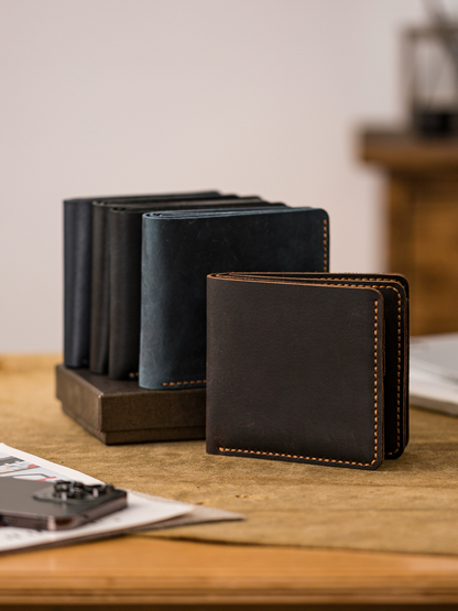 李記 | 原創手工真皮 |  純手縫い本革三つ折り卡包HB003號