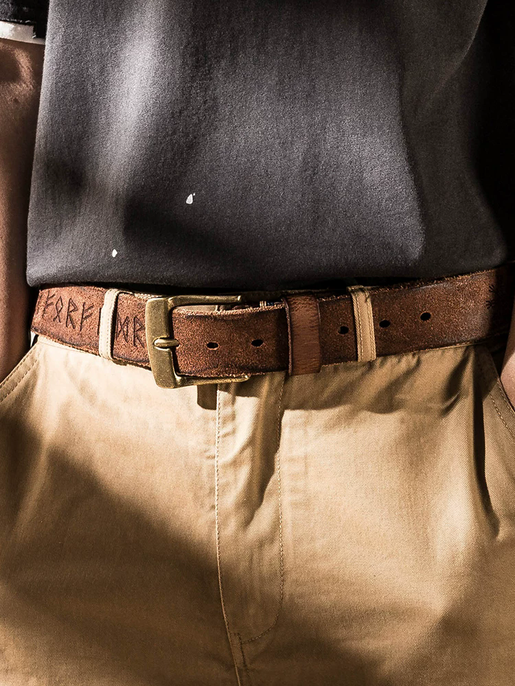 李記 | 原創手工真皮 | 純牛革個性針バ復古皮帶hb107號