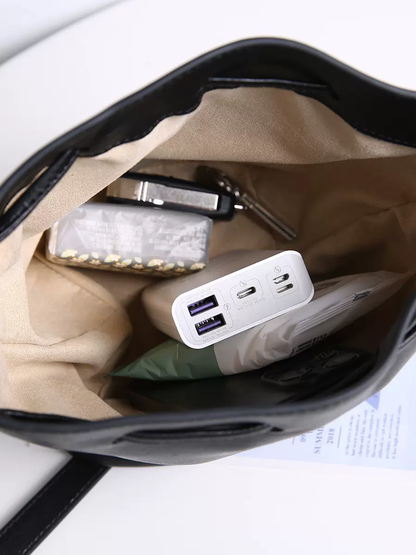 Li Ji | Original handmade genuine leather | Soft sheepskin and niche design drawstring crossbody bag No. L203 