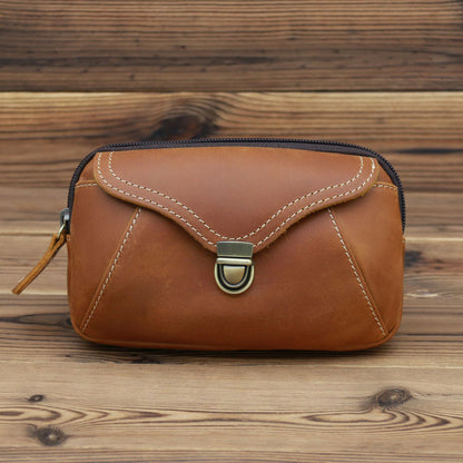 李記 | 原創真皮手工 |  掛腰帶手拿包 男式橫款腰包 20163號