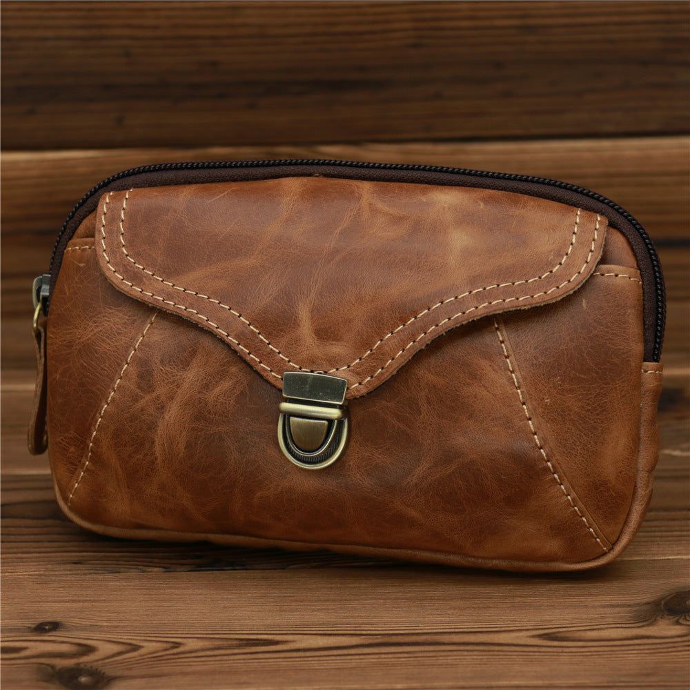 李記 | 原創真皮手工 |  掛腰帶手拿包 男式橫款腰包 20163號