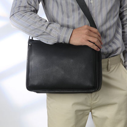 Li Ji | Original handmade genuine leather | Horizontal rectangular cowhide messenger bag No. 6077