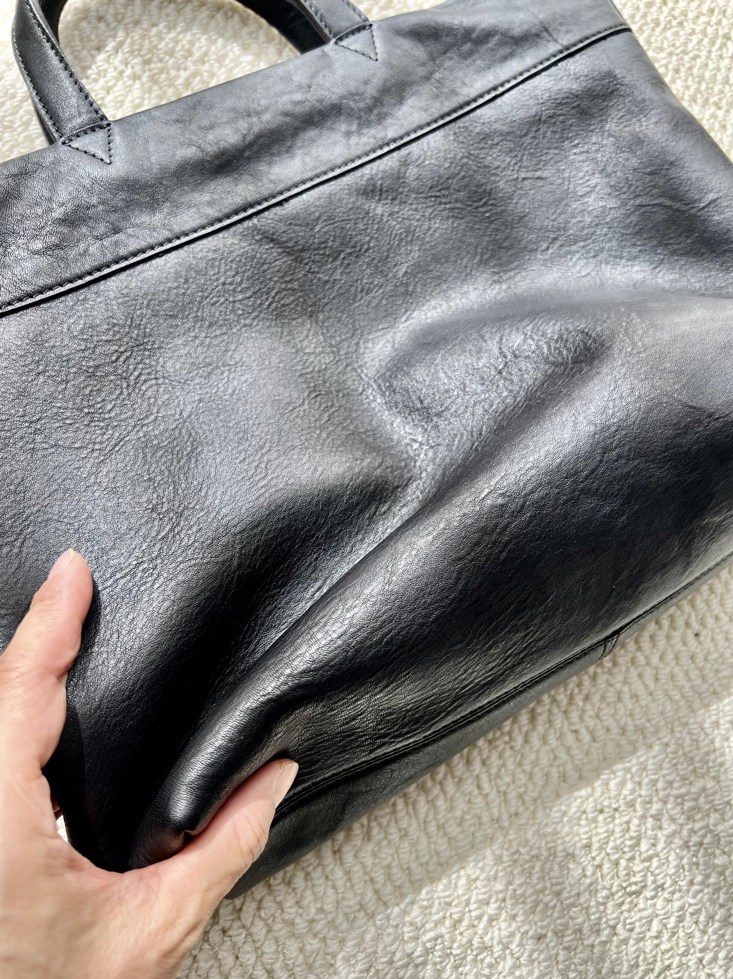 Li Ji | Original handmade genuine leather | Washed craftsmanship and relaxed retro shoulder bag No. 056633 