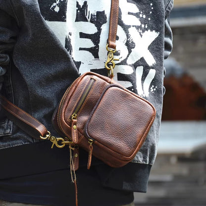 Li Ji | Original handmade genuine leather | ミニ compartment small bag waist shoulder bag No. 4012 