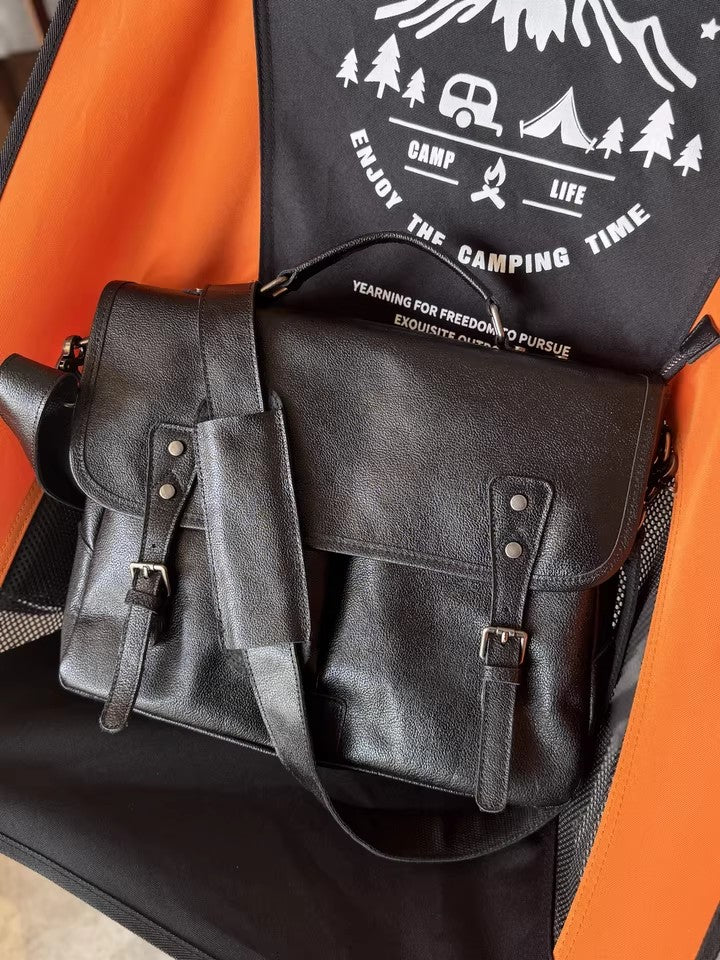 李記 | 原創手工真皮 | 油光皮 商務 郵差包 8130號