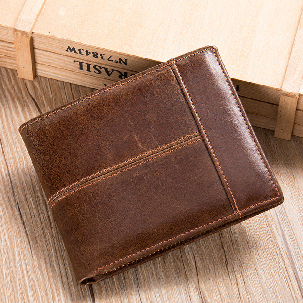 Li Ji | Original handmade genuine leather | Thin cowhide business wallet No. 8064 