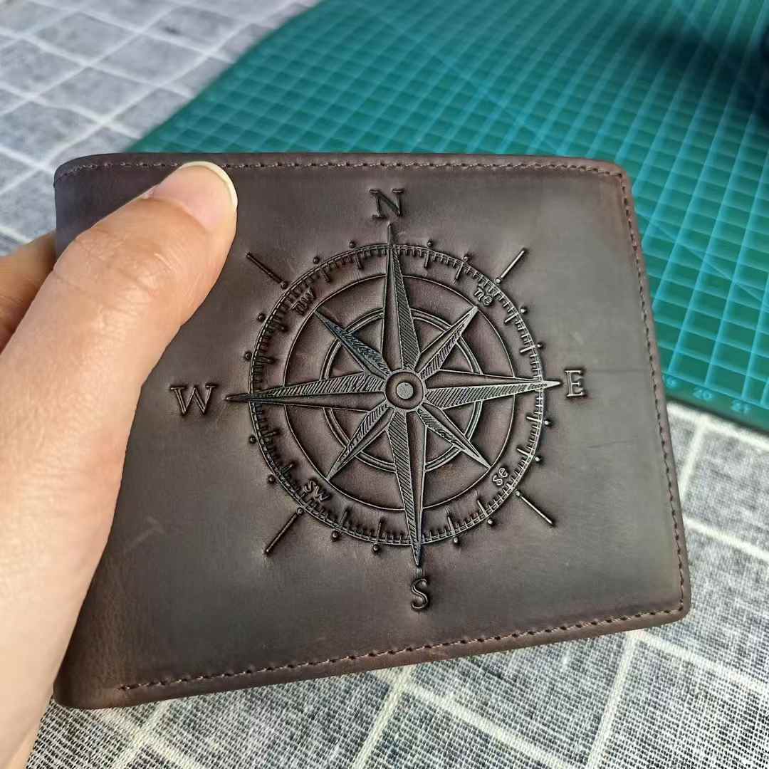 李記手工真皮 - 航海術圖示短夾 1040號