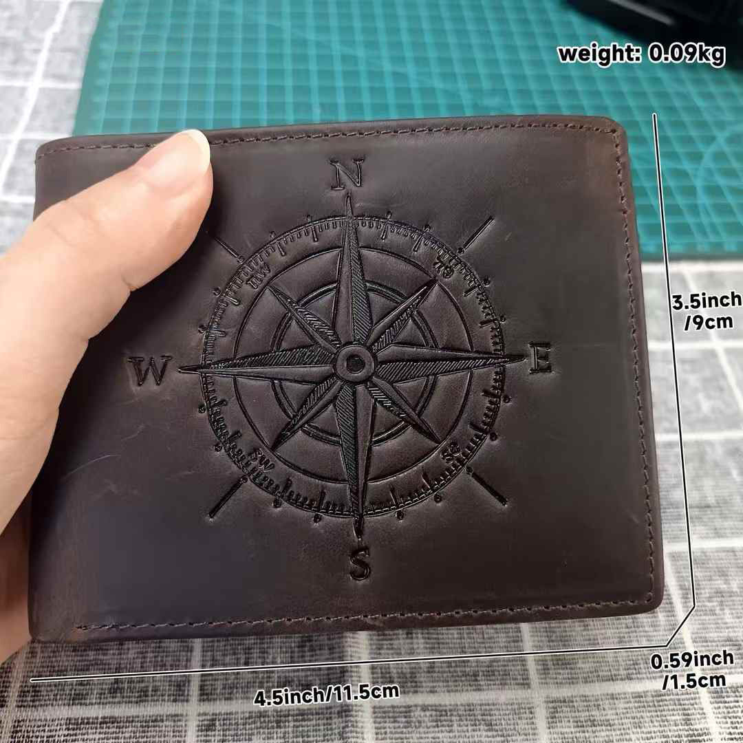 李記手工真皮 - 航海術圖示短夾 1040號