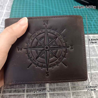 李記手工真皮 - 航海術圖示短夾 1040號