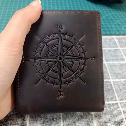 李記手工真皮 - 航海術圖示短夾 1040號