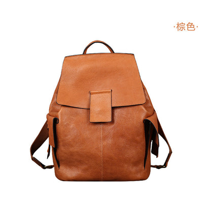 Li Ji | Original handmade genuine leather | Solid color backpack No. 6012 with excellent usability