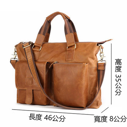 李記 | 原創真皮手工 | 瘋馬皮商務復古公事包-經典款 260號