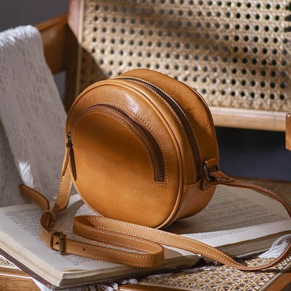 LEEEKEE | Original handmade | Vegetable tanned leather - Literary shoulder round box No. 7120S 