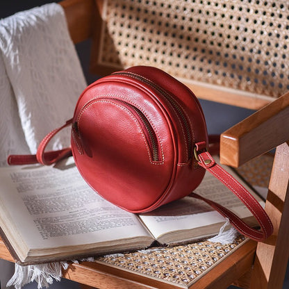 LEEEKEE | Original handmade | Vegetable tanned leather - Literary shoulder round box No. 7120S 