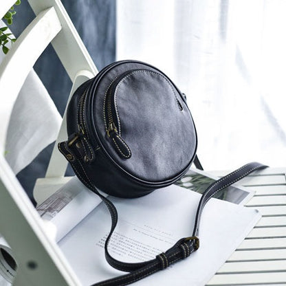 LEEEKEE | Original handmade | Vegetable tanned leather - Literary shoulder round box No. 7120S 