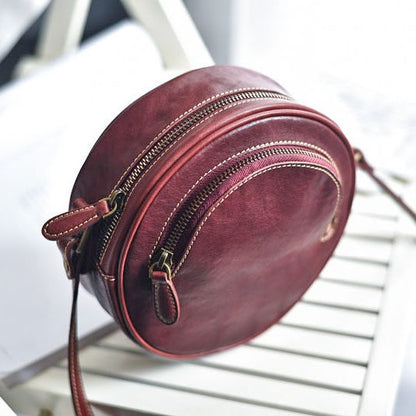 LEEEKEE | Original handmade | Vegetable tanned leather - Literary shoulder round box No. 7120S 