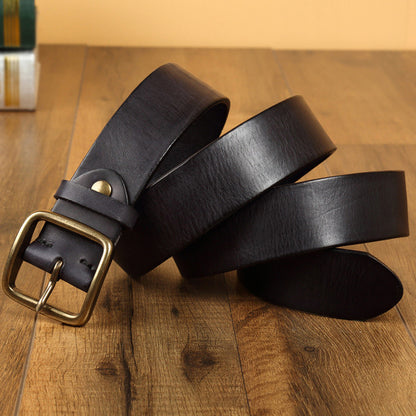 Li Ji | Original leather handmade | First layer cowhide solid copper pin buckle belt No. 1866