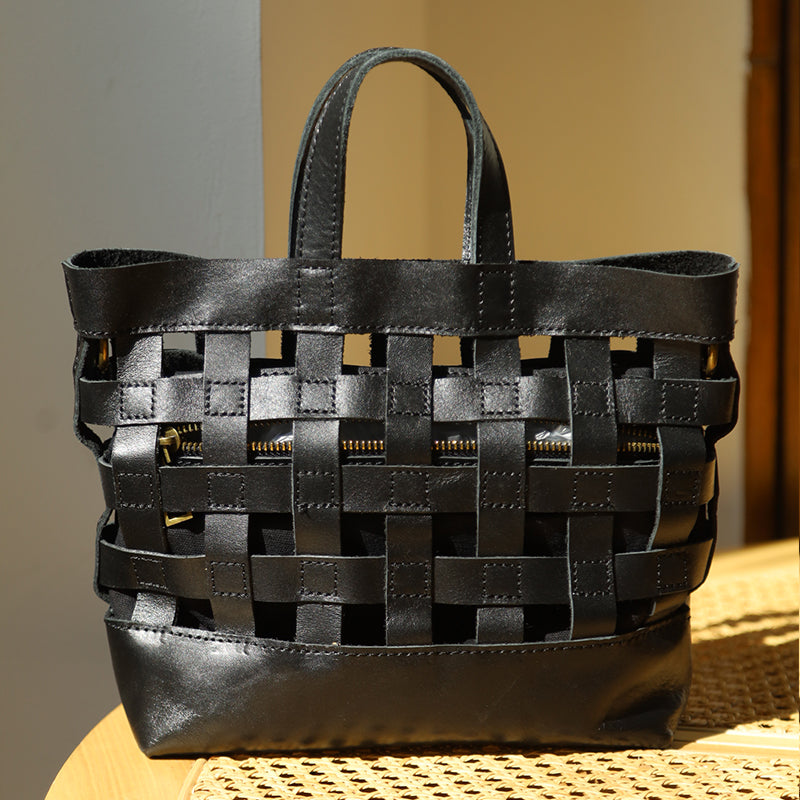 李記 | 原創手工真皮 | 日系じ手作編製い鏤空小方包TY21號