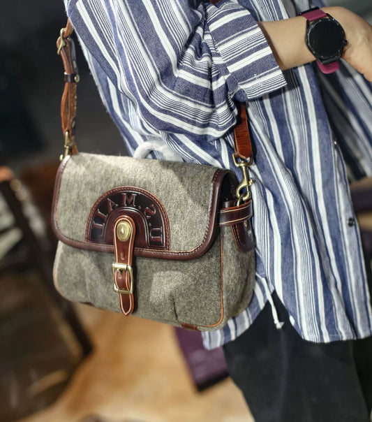 李記 | 原創手工真皮 | 褶皺 頭層牛皮 休閒郵差包90670號