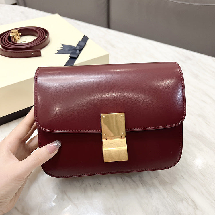 李記 | 原創手工真皮 | 光面 頭層牛革 手搓紋 方形豆腐包x280號